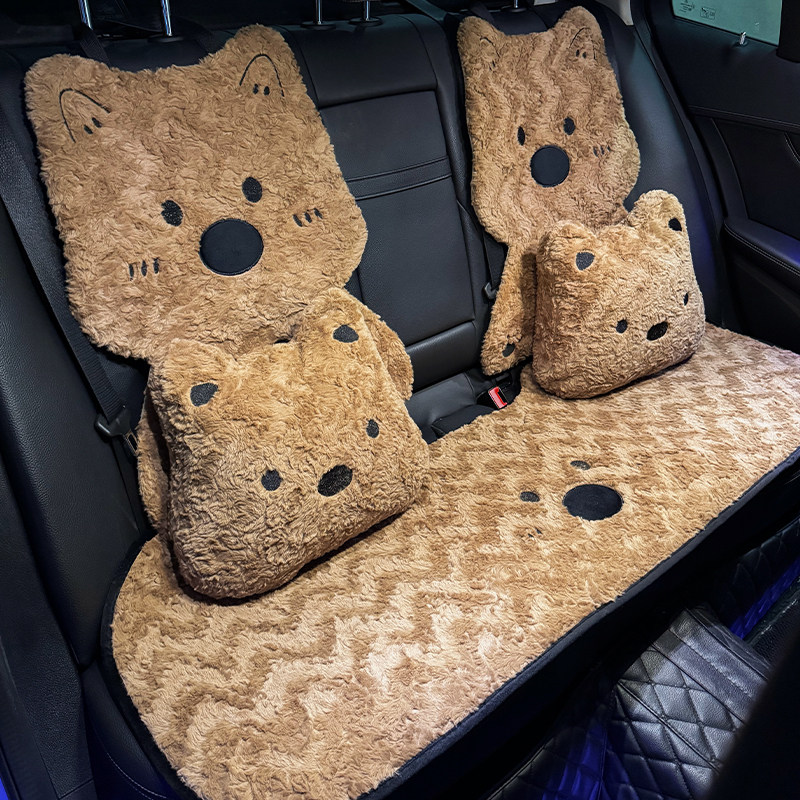 汽车坐垫冬季毛绒可爱卡通小狗座椅套保暖防滑女生通用座椅垫屁垫