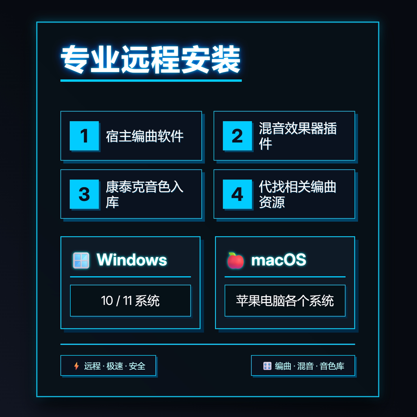 专业远程安装/混音效果器/宿主乐器软件