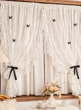 法式浪漫洛可可蕾丝窗帘公主风双层纱帘卧室飘窗高级感门帘遮挡帘