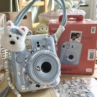 小狗拍立得保护壳透明mini12相机水晶壳防摔硅胶硬壳手提挂绳配件