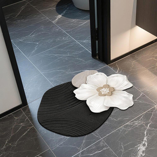 山茶花地垫浴室家用2025新款洗手间硅藻泥垫子卫生间门口吸水防滑