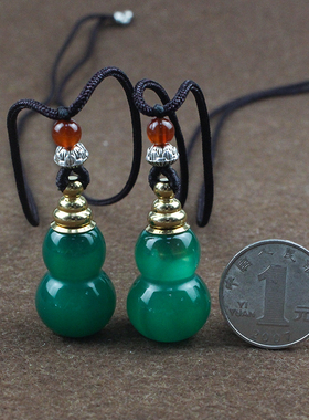 原创包18K金天然绿玉髓空心葫芦可放朱砂楞严咒胎发香水精油挂件