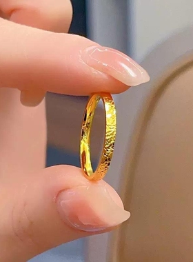 越南沙金仿真黄金k金爆闪碎金碎碎冰戒指男女情侣对戒