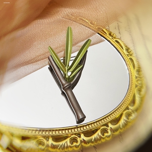 清冷竹韵 复古胸花文艺范竹子披肩扣竹叶胸针绿竹开衫扣围巾扣针