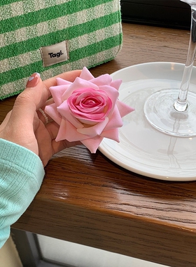 Jennie同款红色玫瑰花朵发夹明星头饰法式复古高级感发饰女夏新款