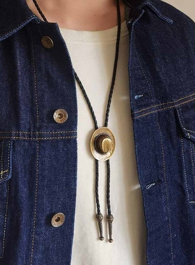 潮流男士西装领绳时尚五角星唐草花纹款复古彩釉橙色男式波洛领带