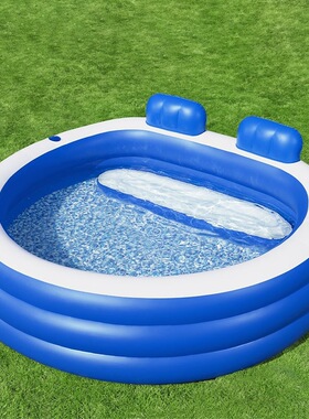 新品Bestway54422 三环圆形水池 家庭型游泳池 充气水池坐垫靠椅