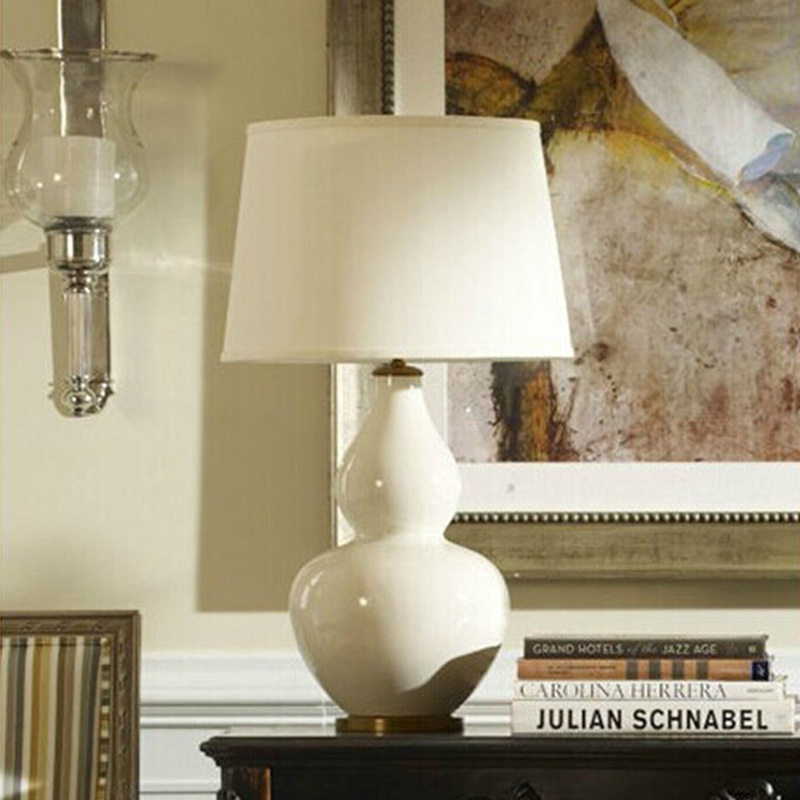 美式乡村白色陶瓷葫芦台灯北欧现代简约客厅书房卧室床头温馨灯