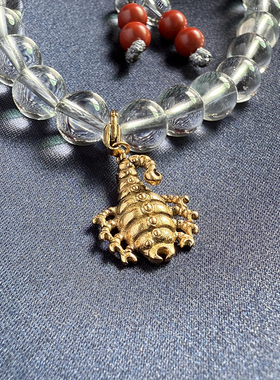 莲师九头蝎吊坠银镀金配饰钥匙挂件复古个性DIY饰品首饰