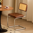 中古餐椅轻奢高级家用餐桌不锈钢靠背椅阳台休闲塑料藤编悬浮椅子