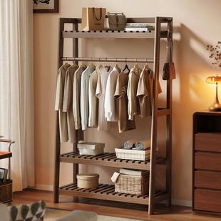 全实木挂衣架落地衣帽架卧室家用床尾简易置物架收纳架晾衣服架子