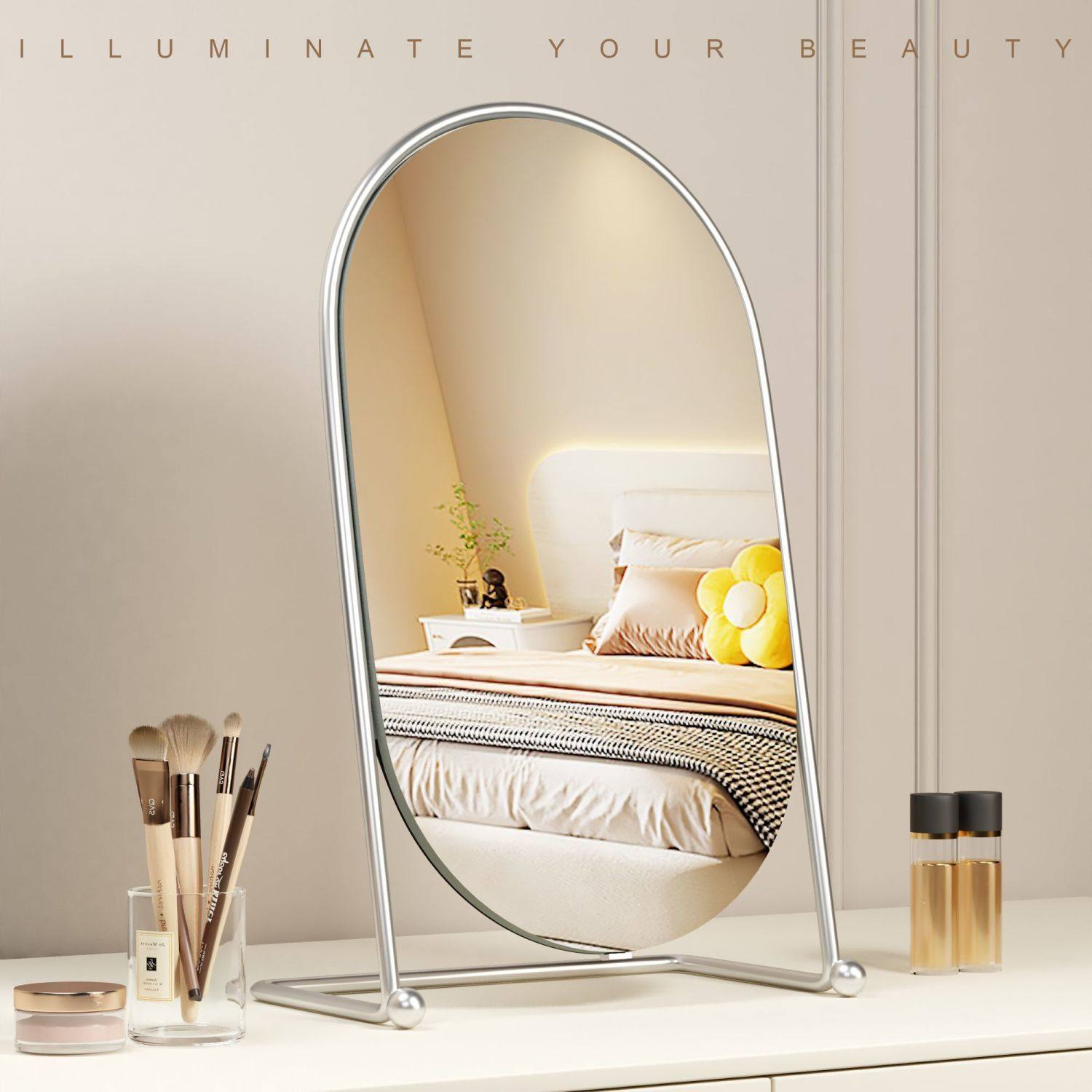 台式化妆镜家用桌面梳妆台镜子铁艺学生便携简约卧室高清梳妆镜,住宅家具,化妆镜,淘宝优惠券,粉丝福利购,淘宝优惠卷