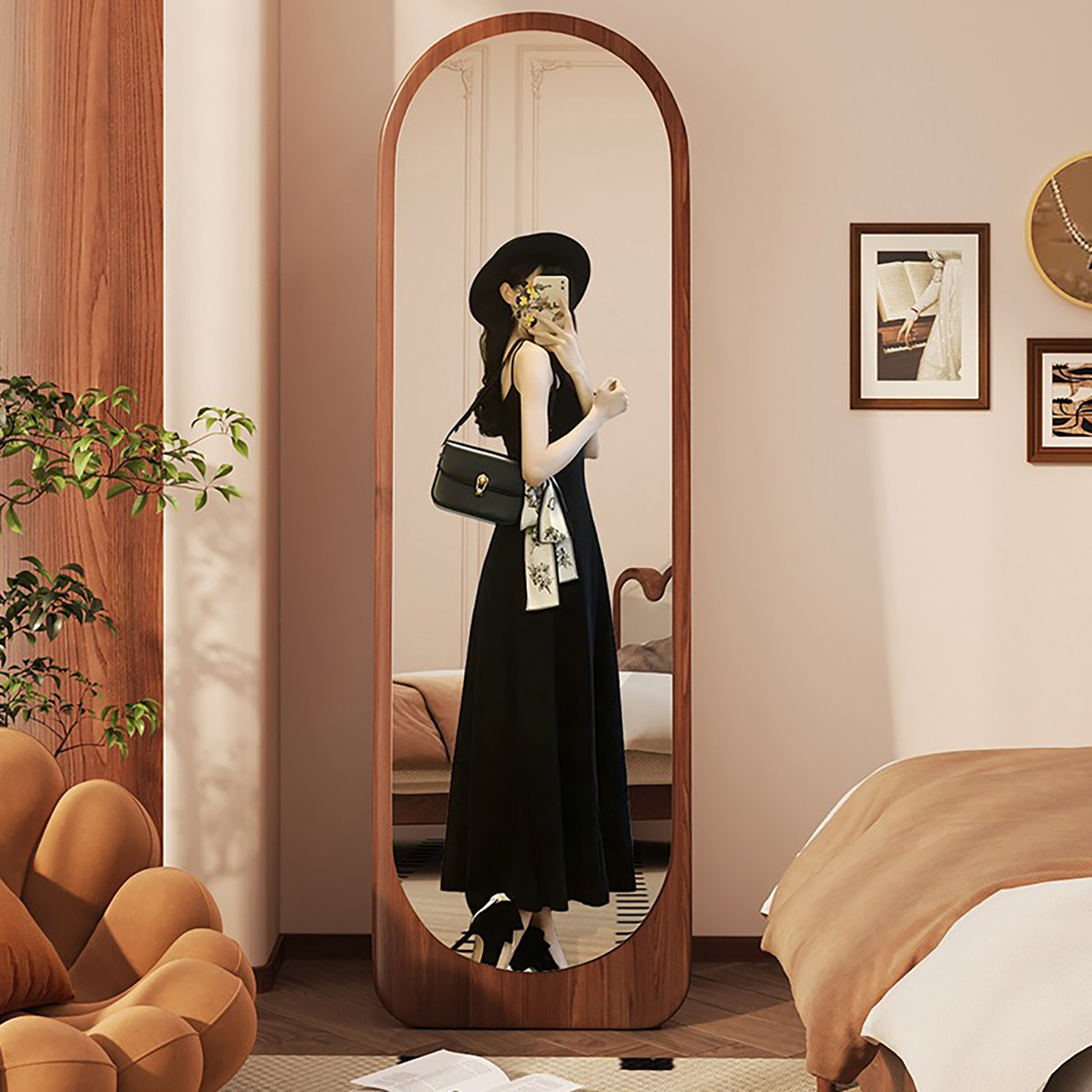 中古全身镜家用落地镜轻奢网红异形镜挂墙穿衣镜女生卧室试衣镜子