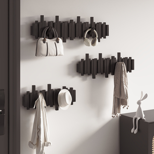 实木钢琴键挂衣架墙上壁挂钩免打孔进门后装 饰玄关入户置物衣帽架