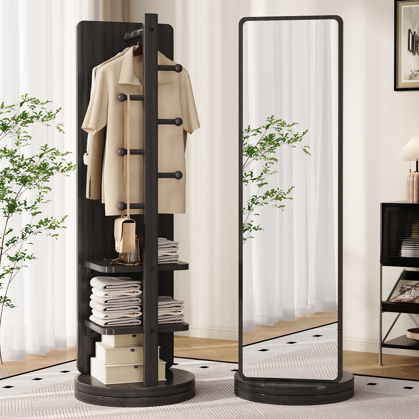 衣帽架一体穿衣镜落地全身镜