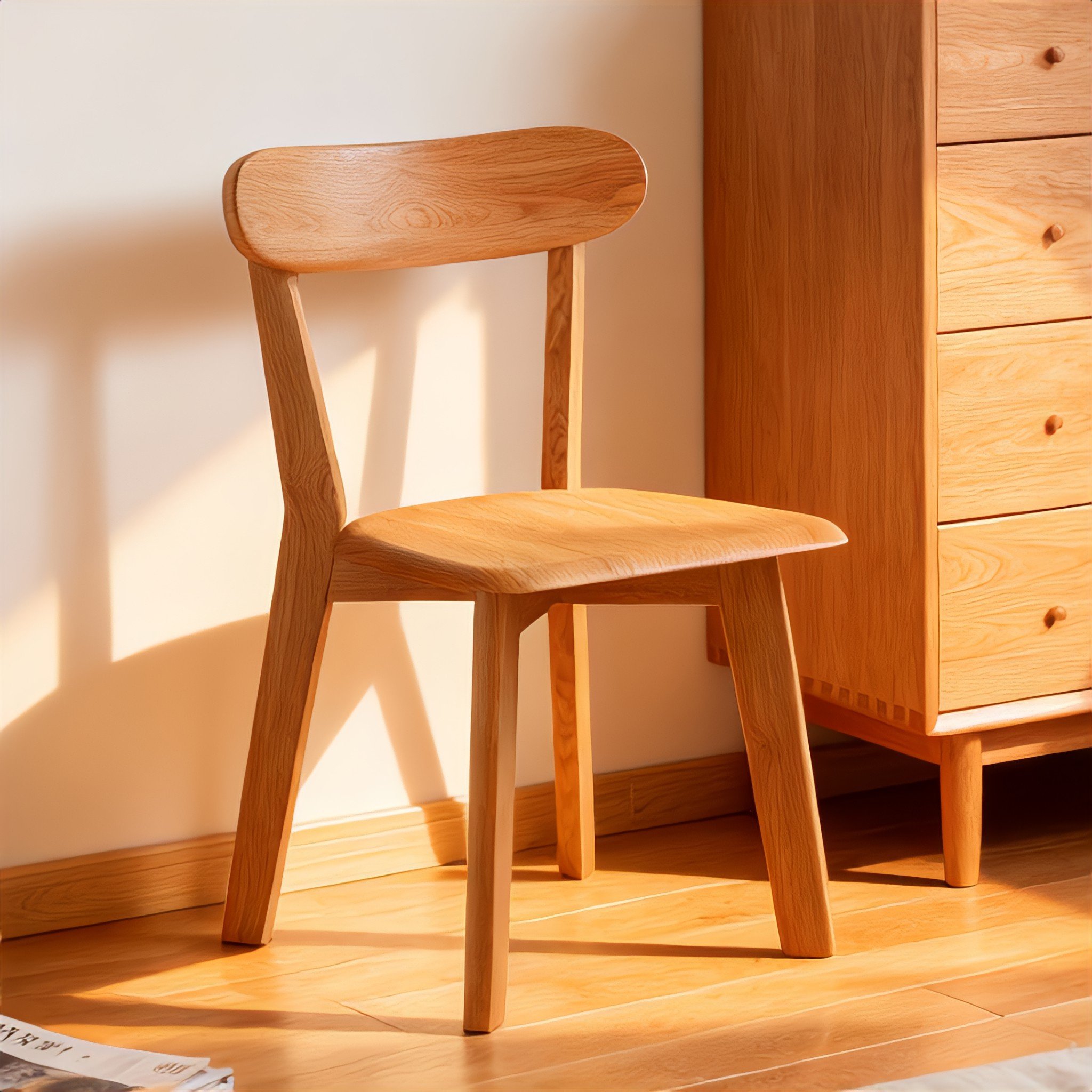 实木椅子家用加厚小户型专用餐厅吃饭凳子简约中古风原木靠背餐椅,住宅家具,餐椅,淘宝优惠券,粉丝福利购,淘宝优惠卷