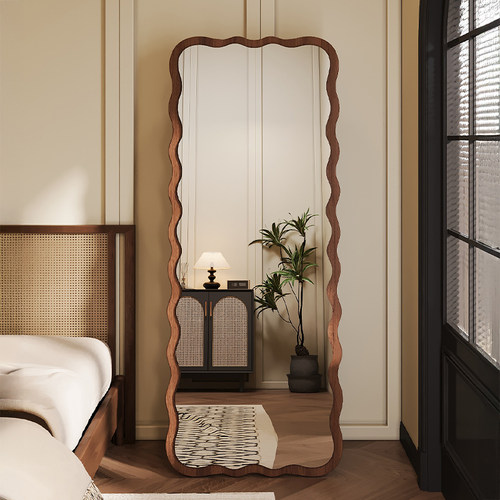 全身镜穿衣镜子落地家用挂墙壁卧室客厅高级感异形法式复古试衣镜