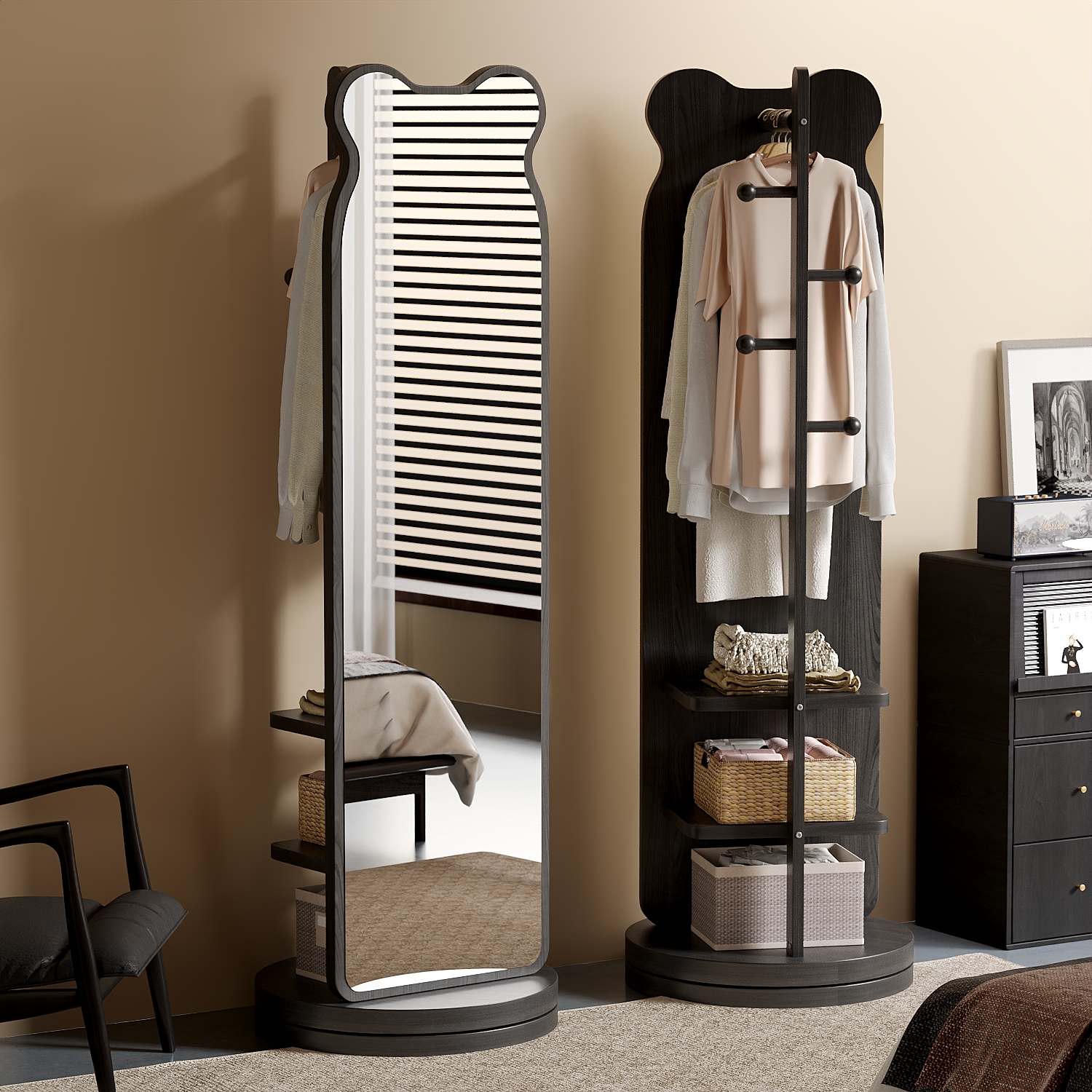 【送货上门】小熊旋转衣架一体镜