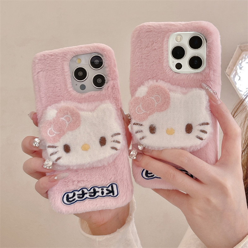 日本卡通凯蒂猫兔毛绒公仔适用iPhone17proMax手机壳可