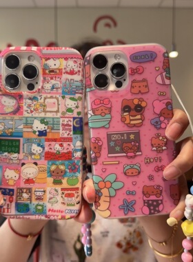 日本可爱卡通HelloKitty凯蒂猫适用iPhone16ProMax手机壳KT猫个性搞怪14/13苹果15pro软壳防摔小众全包16外壳