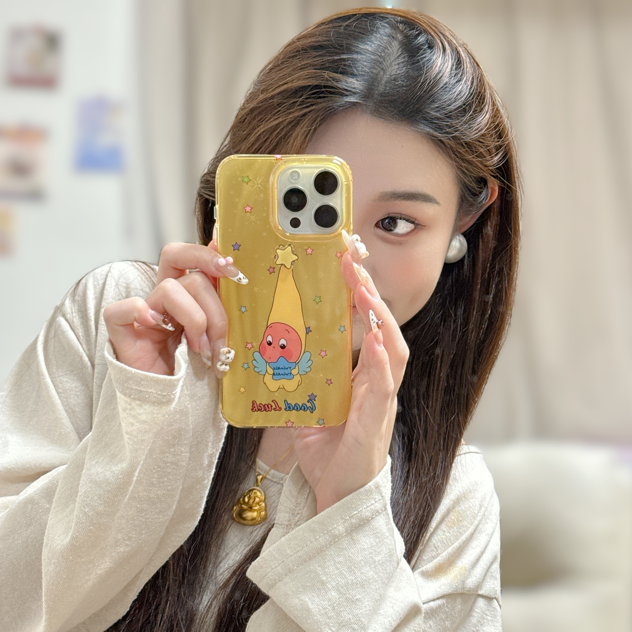 卡通星星人小黄土豆可爱适用苹果iPhone16Pro手机壳15PM软壳可爱奶黄星星帽14proMax保护套17Pro情侣款16外壳