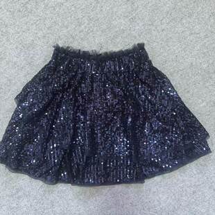 超美外单女童春秋3-9亮片弹力松紧腰造型日常聚会时尚半身裙裙子