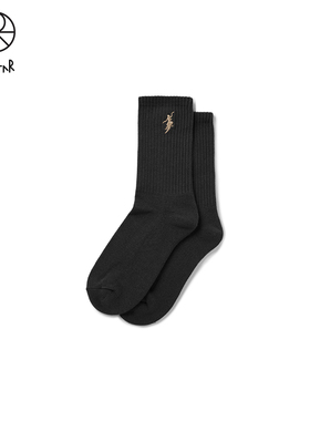 Polar Skate Co No Comply Rib Socks 刺绣滑板运动中长筒棉袜男