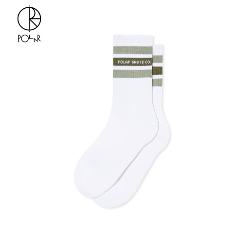 PolarSkateCo宽条纹运动棉袜