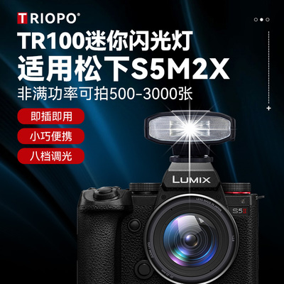 TR100充电款迷你mini闪光灯适用松下S5M2X微单单反数码胶片相机闪光灯外接迷你便携充电机顶热靴灯闪光灯