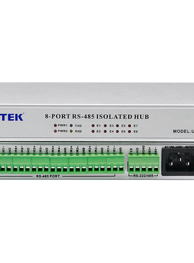 宇泰(UOTEK)工业级485集线器8口rs232/rs485集线器光电隔离hub集线器信号分配器通讯模块机架式UT-1208H