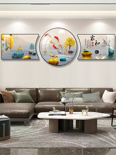 现代极简主义客厅装饰画九鱼画沙发背景墙挂画平易近人豪华墙画高