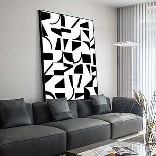饰画抽象现代沙发背景墙大幅高级感落地画玄关挂画 黑白极简客厅装