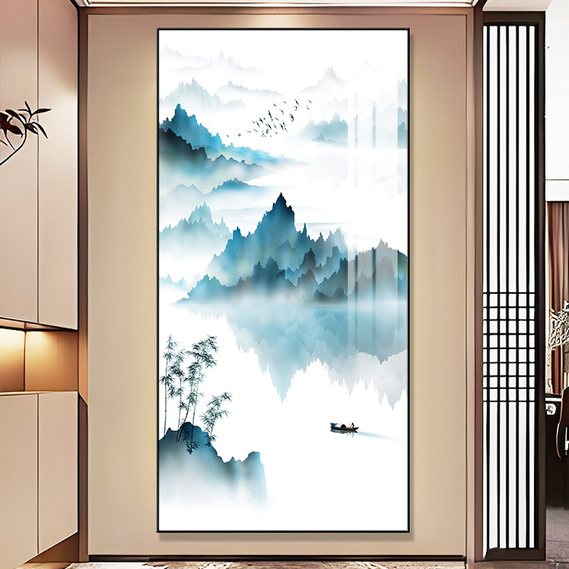 玄关新中式水墨风景意境山水挂画