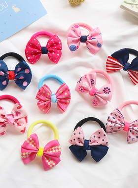 小女孩蝴蝶结彩色扎头发皮筋女童头绳可爱扎马尾头花发饰儿童发绳