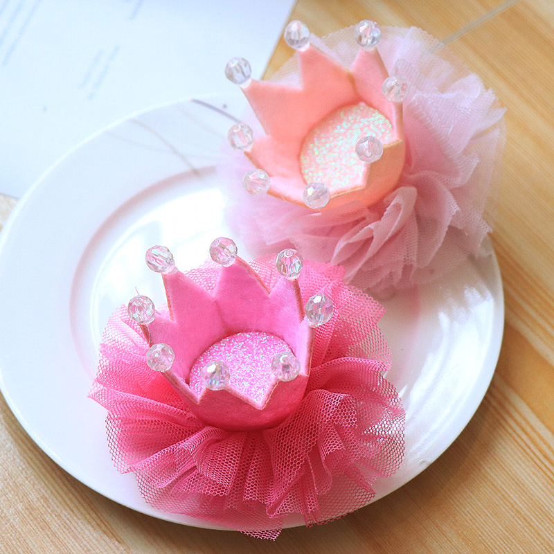 韩式公主女童网纱皇冠头饰儿童发夹网红宝宝生日拍照可爱立体发卡