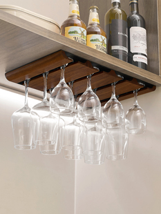 新疆包邮胡桃木红酒杯架酒柜倒挂高脚杯收纳架子家用免打孔高档轻