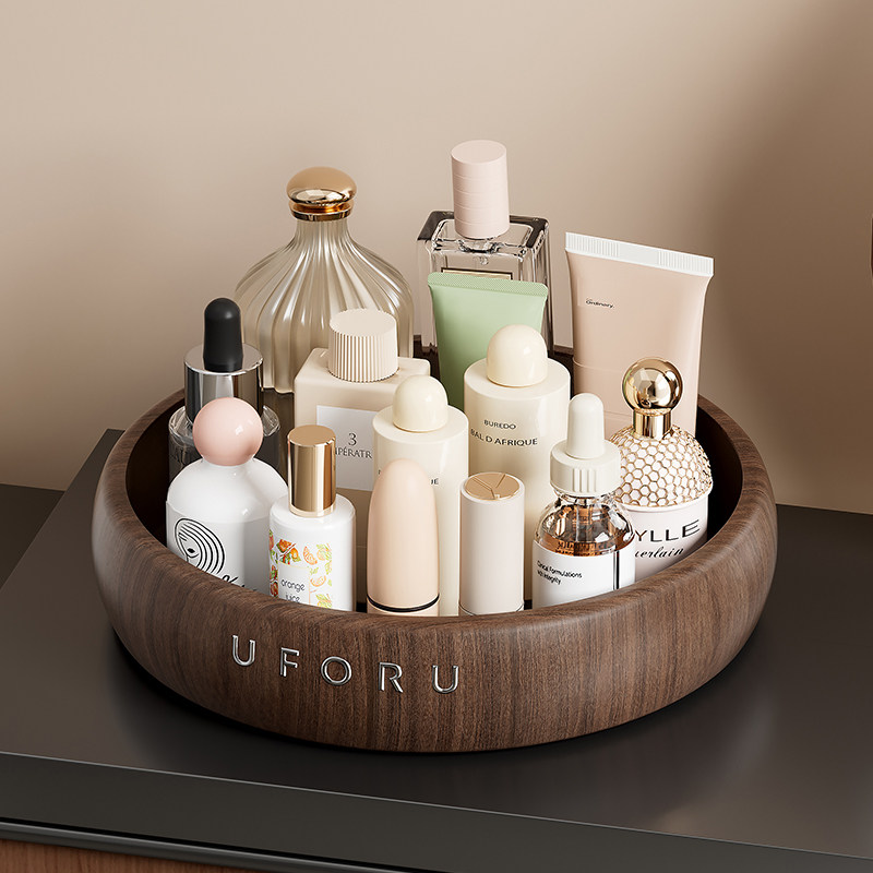 旋转化妆收纳盒高颜值品梳妆台护肤品口红香水盒桌面置物架子