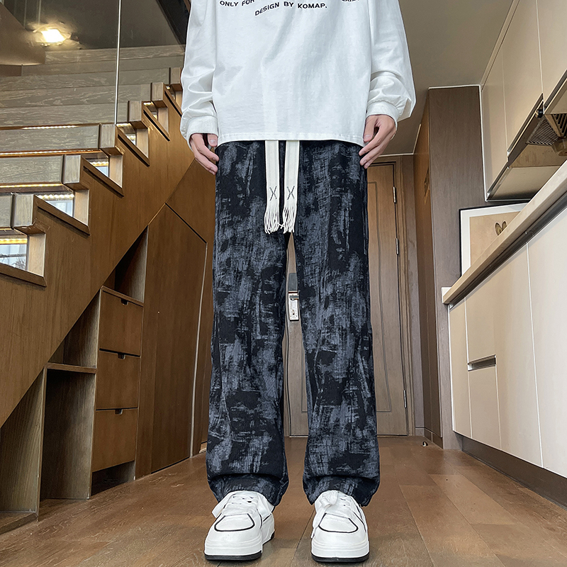 100聚酯纤维-YK86021-TP35-春秋季扎染灯芯绒卫裤