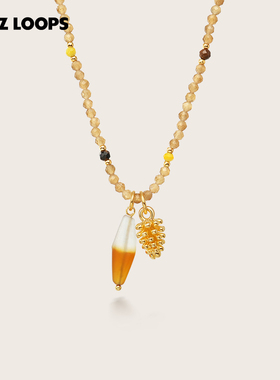 CHEZ LOOPS松果漫步项链原创小众虎眼石猫眼石长款毛衣链新年礼物