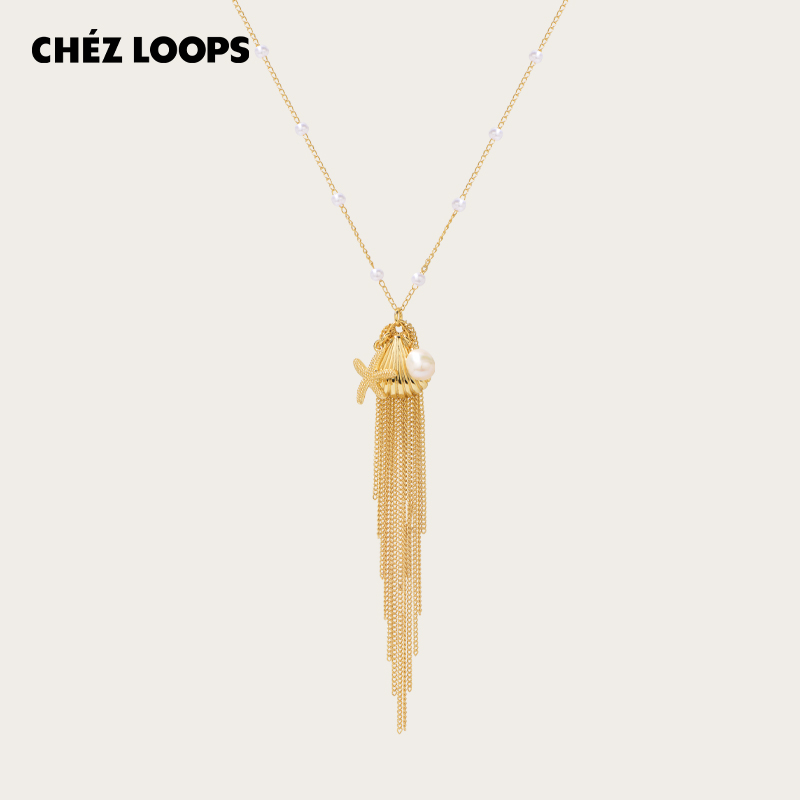 CHEZ LOOPS贝壳诗项链原创高级感小众设计淡水珍珠亚克力镀金礼物