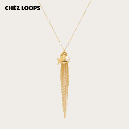 CHEZ LOOPS贝壳诗项链原创高级感小众设计淡水珍珠亚克力镀金礼物