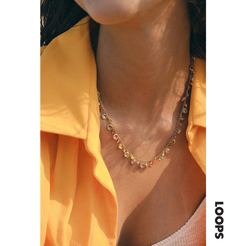 烟花彩石满天星锆石项链