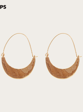 CHEZ LOOPS欧美天然石月牙耳坠耳环 原创小众设计气质S925银耳饰