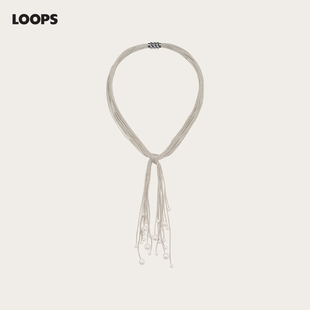 轻奢欧美风原创设计银色新款 CHEZ LOOPS高级感流苏气质珍珠项链