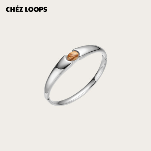 CHEZ LOOPS心屿蓝湖手镯原创轻奢天然画图石镀金新款手镯生日礼物