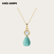 长链 原创天河石托帕石镀金吊坠新款 CHEZ LOOPS薄荷曼波水滴项链