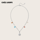 CHEZ LOOPS花园漫游项链原创设计绿松石红石黄玉淡水珍珠毛衣链