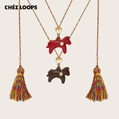 CHEZ LOOPS旷野热情奔跑小马项链原创锆石秋冬长款 毛衣链新年礼物