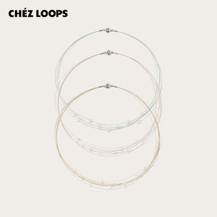 LOOPS彩色涟漪珍珠项链原创设计镀金锁骨链多层叠戴生日礼物 CHEZ
