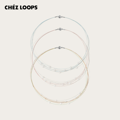 CHEZ LOOPS彩色涟漪珍珠项链原创设计镀金锁骨链多层吊坠新年礼物